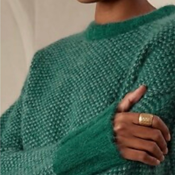 Banana Republic Andi Oversized Fluffy Soft Alpaca Blend Sweater Green SZ Large - Picture 1 of 9